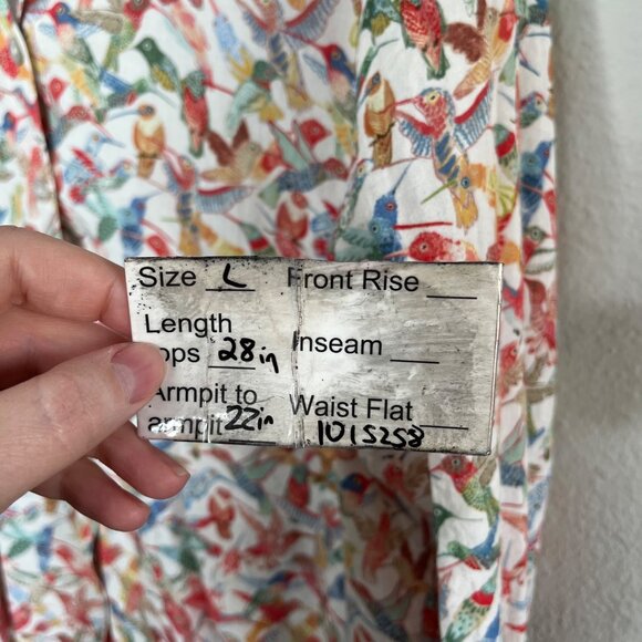 John Mark Hummingbird Print Button Up Art to Wear Shirt Large - Picture 10 of 10